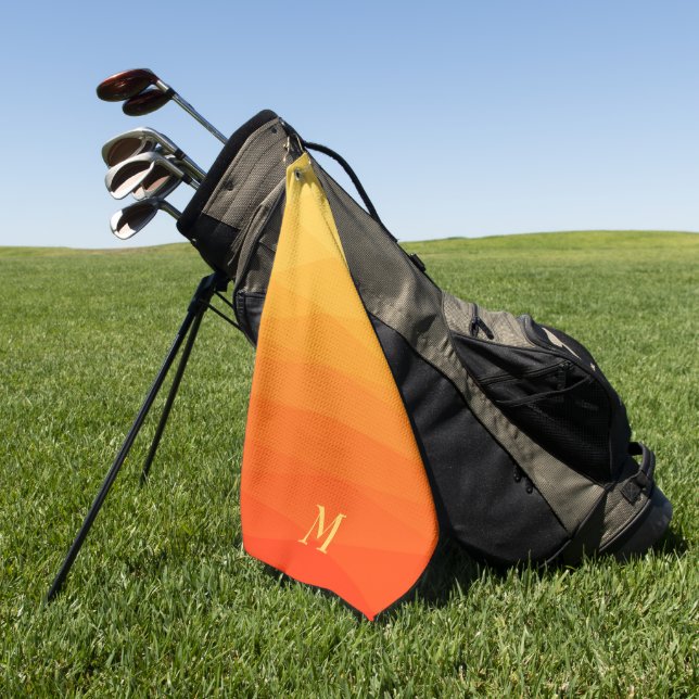 Yellow And Orange Polygonal  Golf Towel (Green)