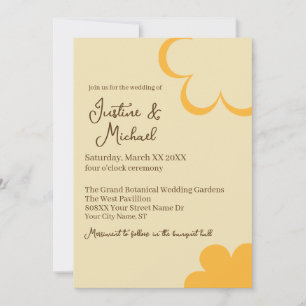 Yellow and Orange Retro Flowers Wedding Invitation