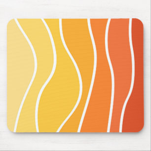 Yellow and orange retro style waves mouse mat