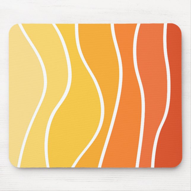 Yellow and orange retro style waves mouse mat (Front)