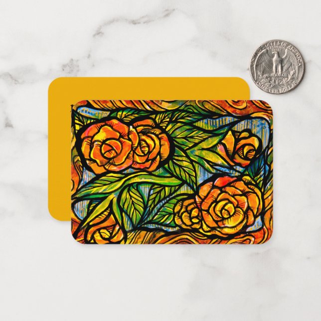 Yellow and Orange Roses Flowers Nature lovers      Card (Front/Back In Situ)