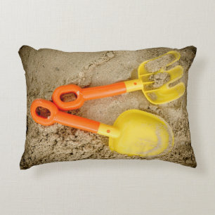 Yellow and Orange Sand Toys Beach Art Decorative Cushion