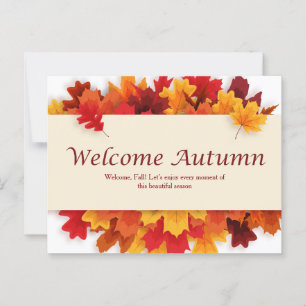 Yellow and Orange Simple Welcome Autumn Postcard