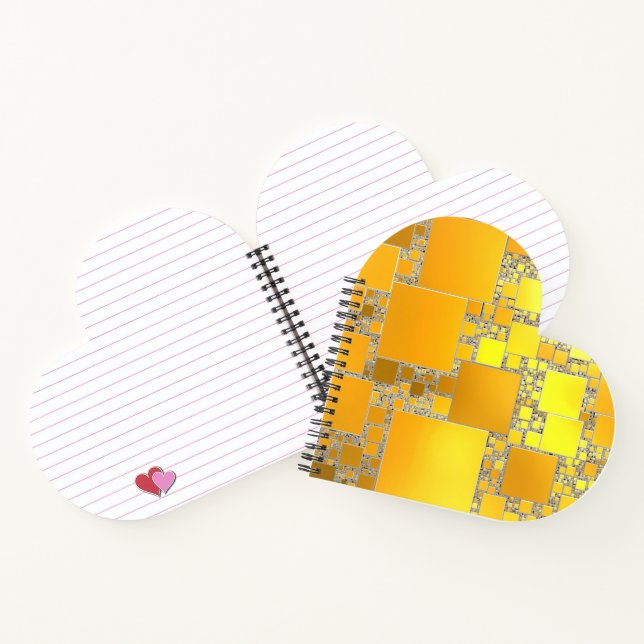 Yellow and Orange Squared Heart Shaped Notebook (Inside)