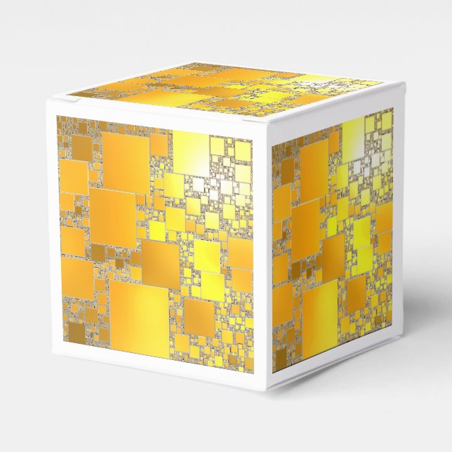 Yellow and Orange Squared Square Gift Box (Front Side)