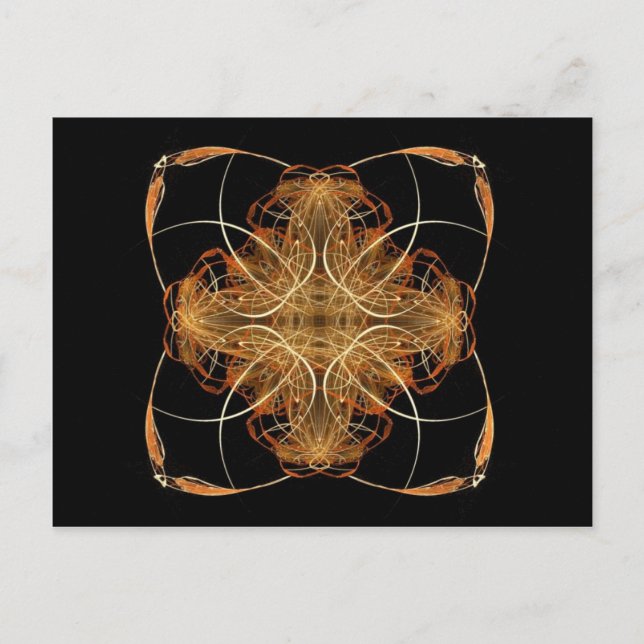 Yellow and Orange Swirled Pillow-Like Fractal Art Postcard (Front)