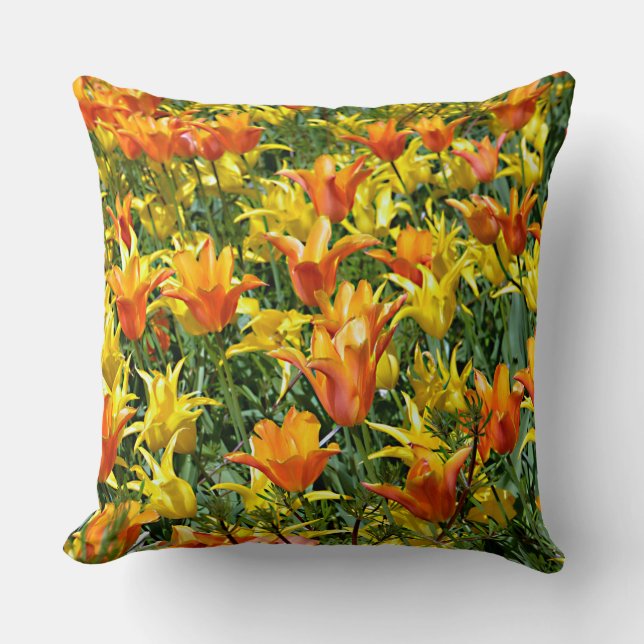 Yellow and orange tulip beds cushion (Front)