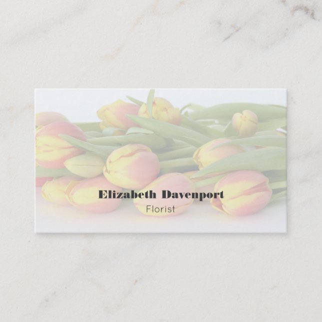Yellow and Orange Tulips Professional Florist Business Card (Front)