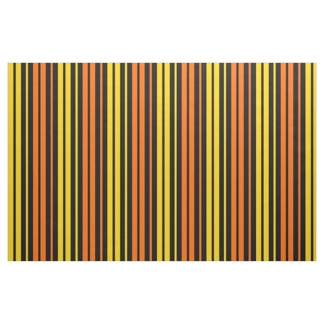 Yellow and Orange Vertical Stripes Black   Fabric (Fat Quarter)