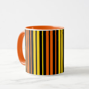 Yellow and Orange Vertical Stripes Black Mug