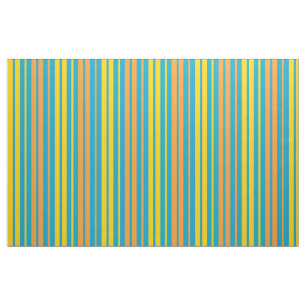 Yellow and Orange Vertical Stripes Blue Fabric