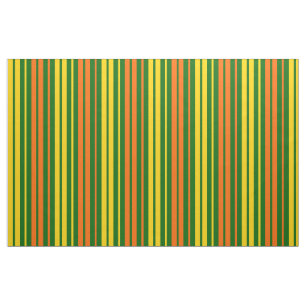 Yellow and Orange Vertical Stripes Green Fabric