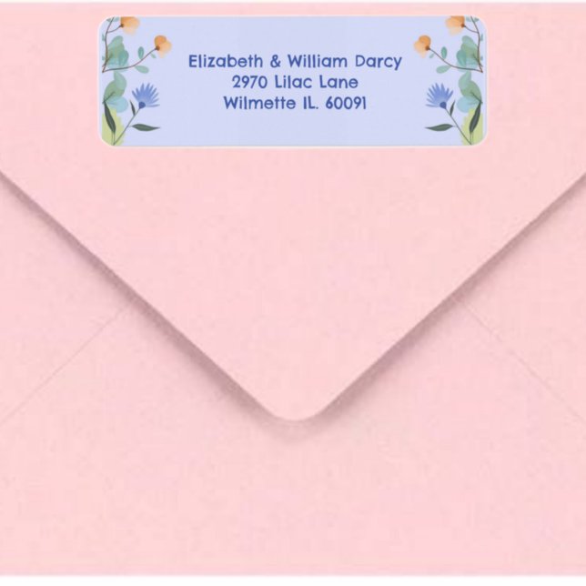 Yellow and periwinkle Floral Return Address Label (Creator Uploaded)