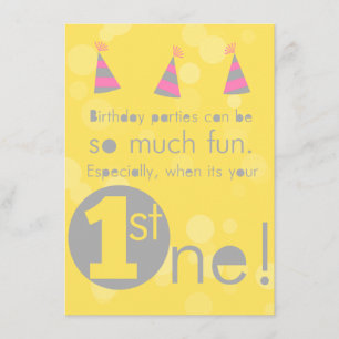 Yellow and Pink 1st girl's birthday invitation