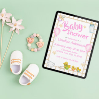 Yellow and Pink Baby Shower Invitation