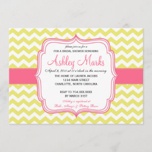 Yellow and Pink Chevron Invitation