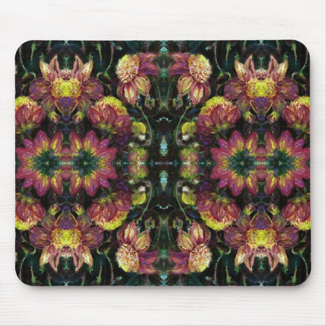 Yellow and Pink Dahlias Mouse Mat (Front)