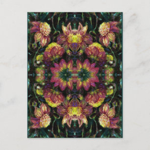 Yellow and Pink Dahlias Postcard