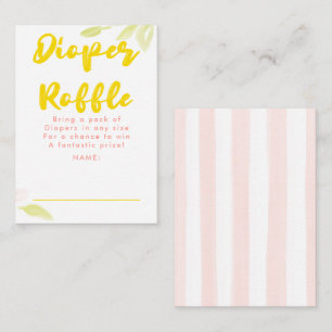 Yellow and Pink Diaper Raffle Baby Shower Tickets Enclosure Card