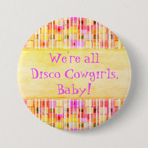 Yellow and Pink Disco Cowgirl Fringe 7.5 Cm Round Badge
