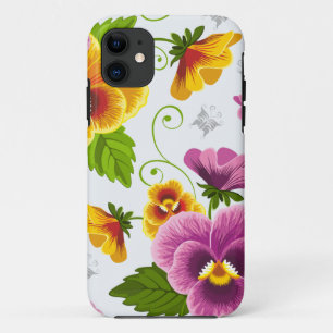 Yellow and pink floral pattern iPhone 11 case
