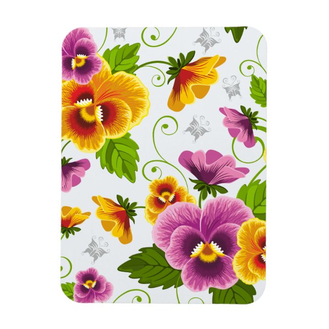 Yellow and pink floral pattern magnet (Vertical)