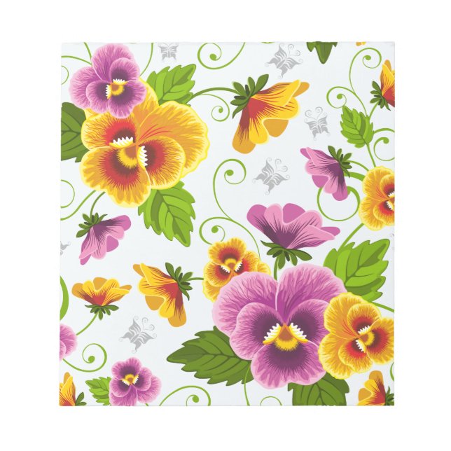 Yellow and pink floral pattern notepad (Front)