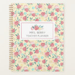 Yellow and Pink Floral Teacher Planner<br><div class="desc">These personalised and beautifully styled binders are great for lesson plans,  attendance,  and more.</div>