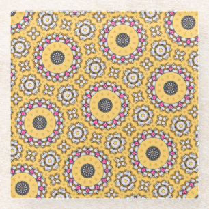 Yellow and Pink Glass Coaster