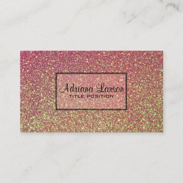 Yellow And Pink Glitter Pattern Business Card (Front)