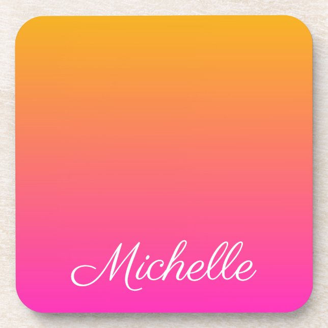 Yellow and pink gradient ombre coaster (Front)