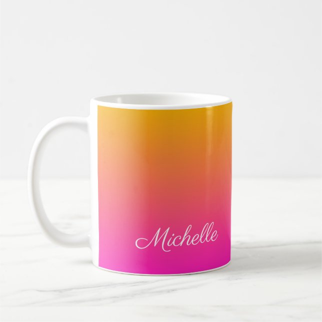 Yellow and pink gradient ombre coffee mug (Left)