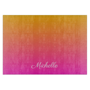Yellow and pink gradient ombre cutting board