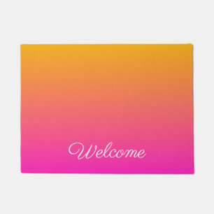 Yellow and pink gradient ombre doormat