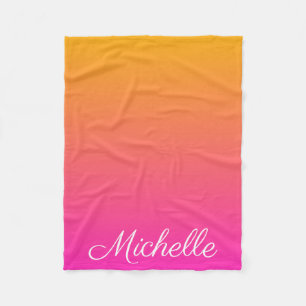 Yellow and pink gradient ombre fleece blanket