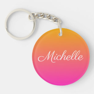 Yellow and pink gradient ombre key ring