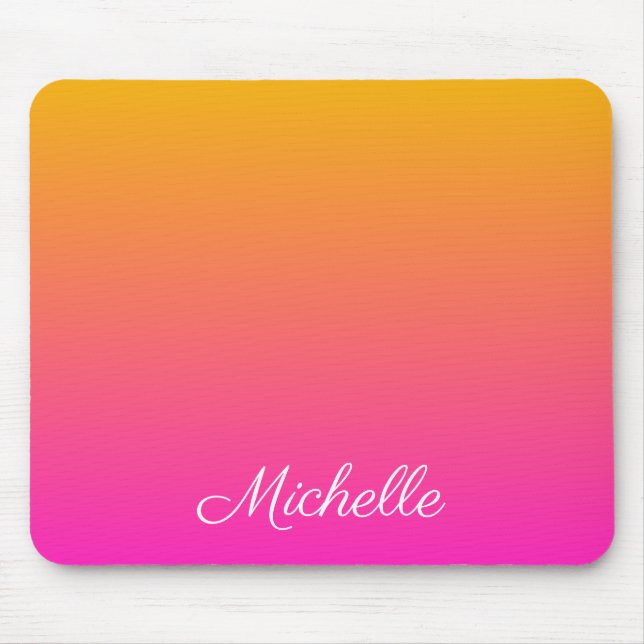 Yellow and pink gradient ombre mouse mat (Front)