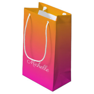 Yellow and pink gradient ombre small gift bag