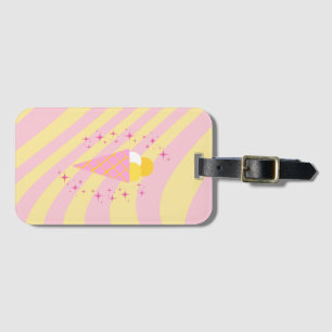 Yellow and Pink Ice cream, Ice Cream Art, Preppy Luggage Tag