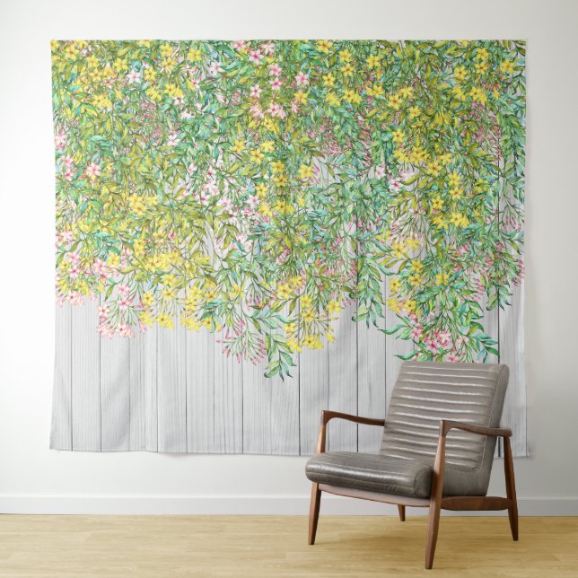 Yellow and Pink Jasmine Tapestry (In Situ (Horizontal))