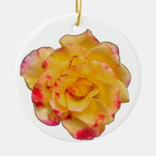 Yellow and Pink Rose Ceramic Tree Decoration