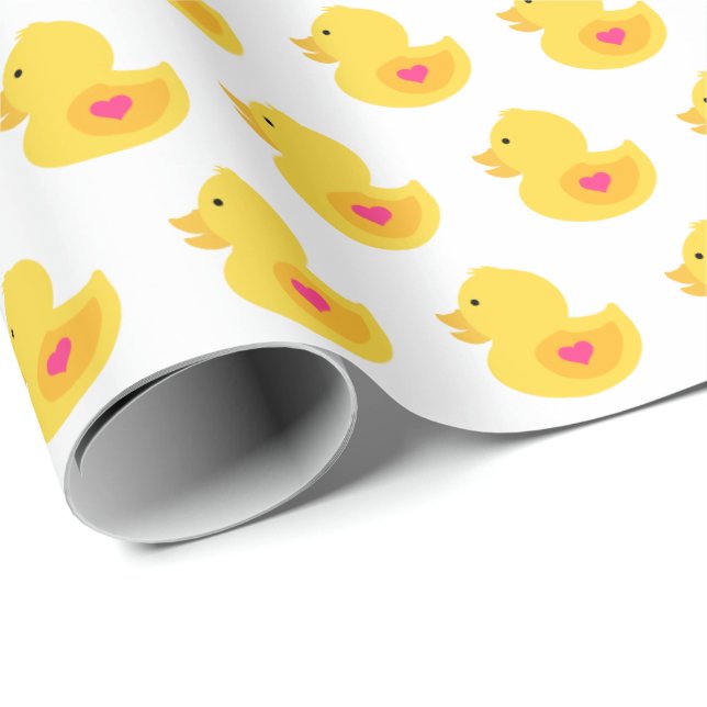 Yellow and Pink Rubber Ducky Wrapping Paper (Roll Corner)