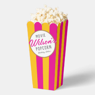 Yellow and Pink Special Event Movie Night Popcorn Favour Box