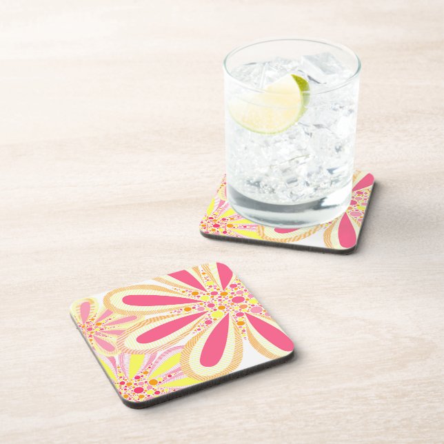Yellow and Pink Spring Flowers Coaster (Right Side)
