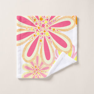 Yellow and Pink Spring Flowers Wash Cloth