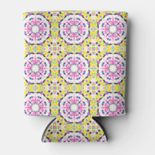 Yellow and Pink Summer Holiday Vacay Star Pattern Can Cooler