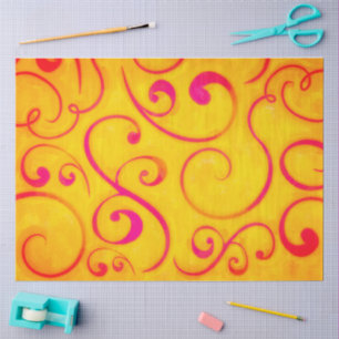 Yellow and Pink Swirls  Tissue Paper