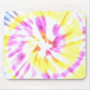 Yellow and Pink Tie Dye Mouse Mat