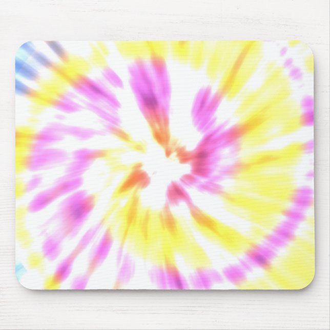 Yellow and Pink Tie Dye Mouse Mat (Front)