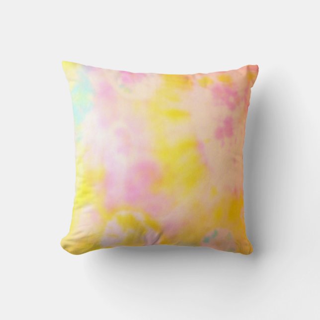 Yellow and Pink Tie dyed cushion (Front)